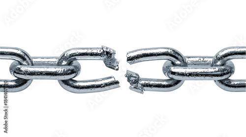 Vector illustration of a thick metal chain snapping in the middle isolated on a white background
