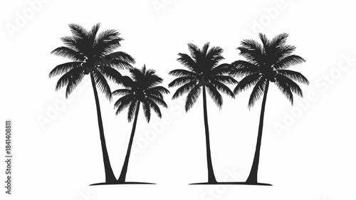 Minimalistic Silhouette of 4 Palm Trees: Black and White Design for Modern Decor