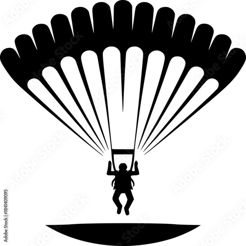 3D paraglider flying through the night sky with a parachute