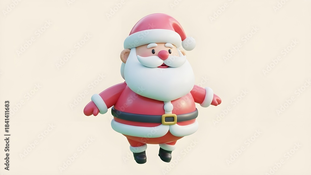 Fototapeta premium Cute 3D Chubby Santa Claus – Glossy Clay Style