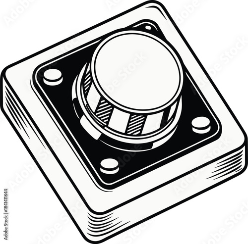 Industrial control button with knob on electronic device