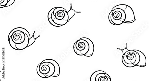 A collection of diverse snail illustrations with intricate shell patterns.