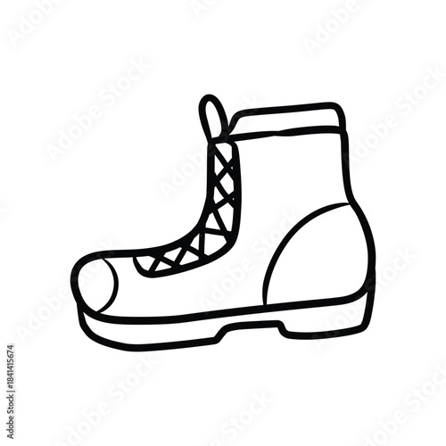 Hand Drawn Doodle Outline of a Hiking Boot