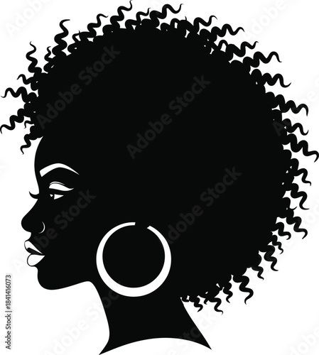 African Woman Profile Silhouette Vector