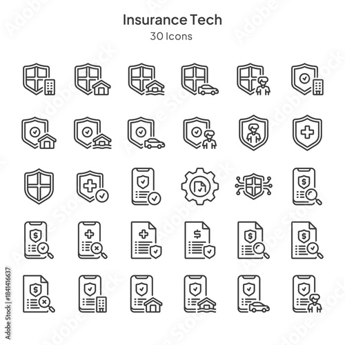 insurance tech icon collection