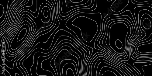 Abstract topography pattern lines sea map area space geometric strip whit color grid line topo map black background. depicting elevation changes in an abstract representation