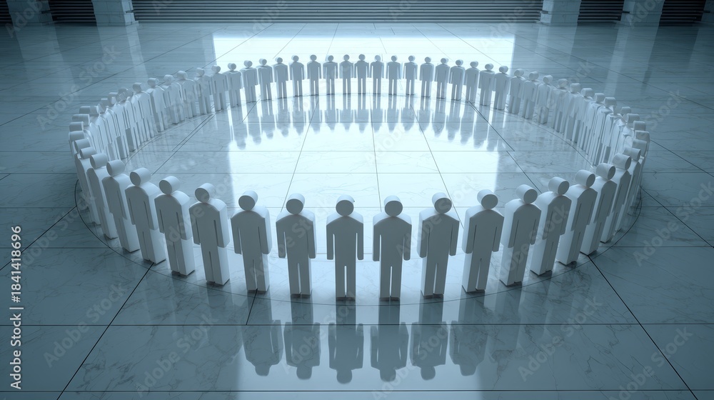 Fototapeta premium Business team meeting concept illustration of a diverse group of people in a circle formation