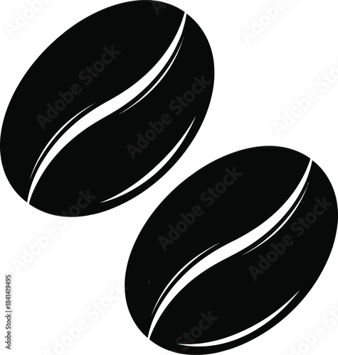 Coffee beans black silhouette vector artwork