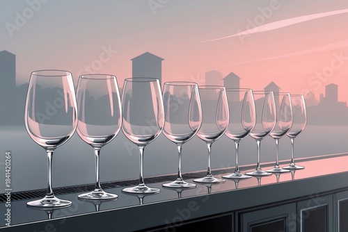 AI Minimalist Dry January Empty Glasses Bar Counter
