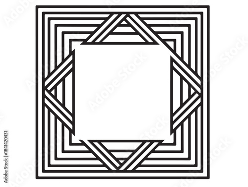 Geometric Box Frame in silhouette white background.