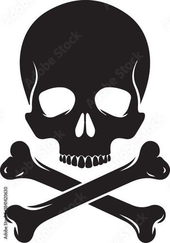 Black Skull and Crossbones Icon for Warning Symbols