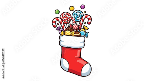 Christmas stocking filled with candies and sweets, representing the spirit of the holiday season