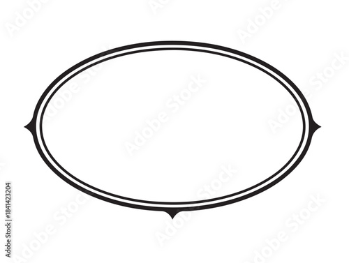 New Oval Text Frame Frame in silhouette white background.