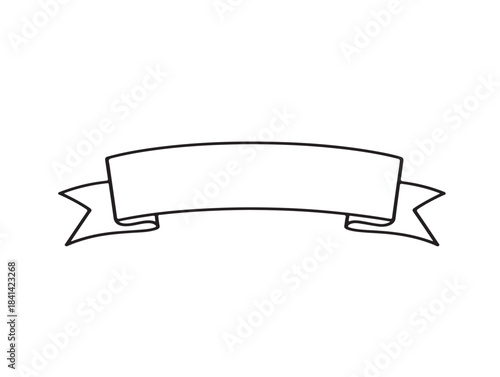 Monoline Ribbon Frame in silhouette white background.