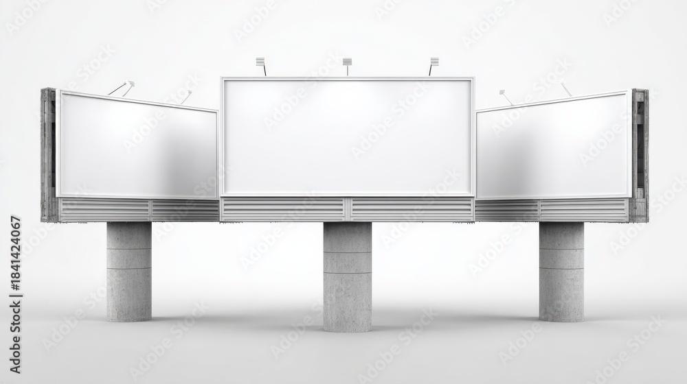 Obraz premium Three Blank Billboard Mockups for Outdoor Advertising Campaigns and Media Placement on a White Background