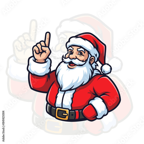 Santa's Wise Counsel: A jovial illustration of Santa Claus, his finger raised in a gesture of wisdom, exuding warmth and the spirit of holiday cheer.