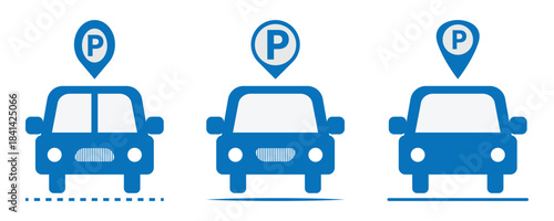 Car parking icon set, car parking area