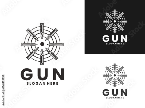 Bullet with aim logo design vector template.