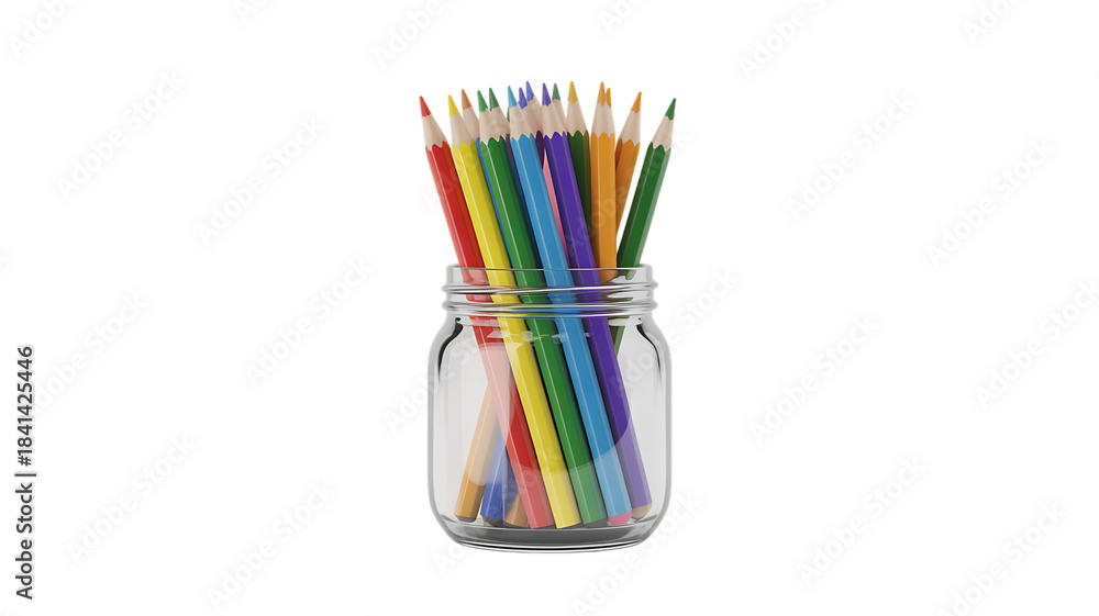 Fototapeta premium Colored pencils on jar