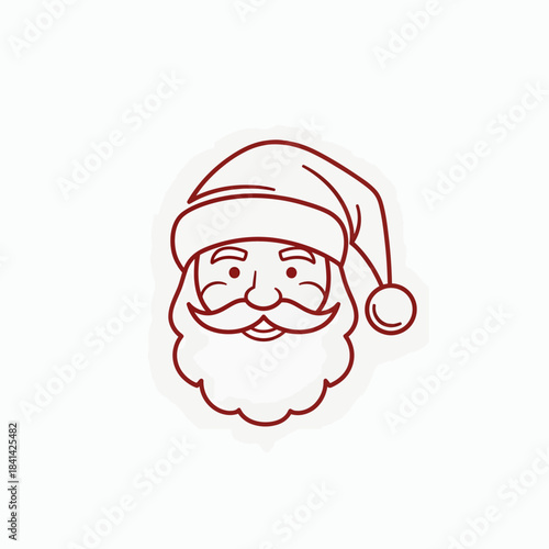 Santa Claus Illustration: A minimalist line drawing captures the essence of Santa Claus, with his iconic hat, jovial face, and flowing beard, embodying the spirit of Christmas and goodwill.
