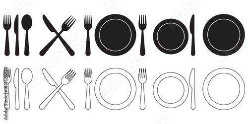 restaurant icons with cutlery silhouettes	
