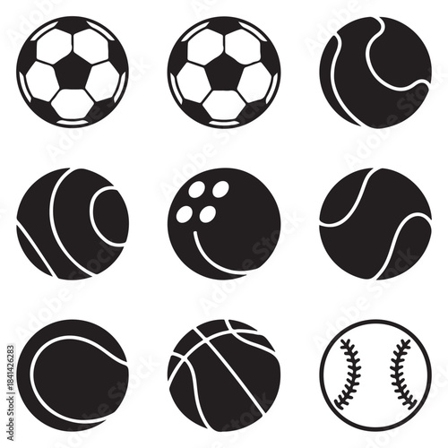 Sports Ball Vector Icons Collection