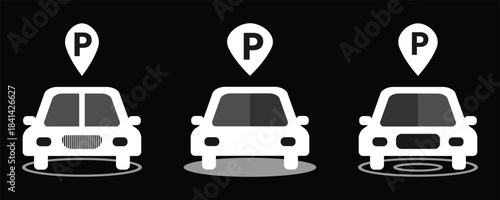 Parking sign icon set simple design.