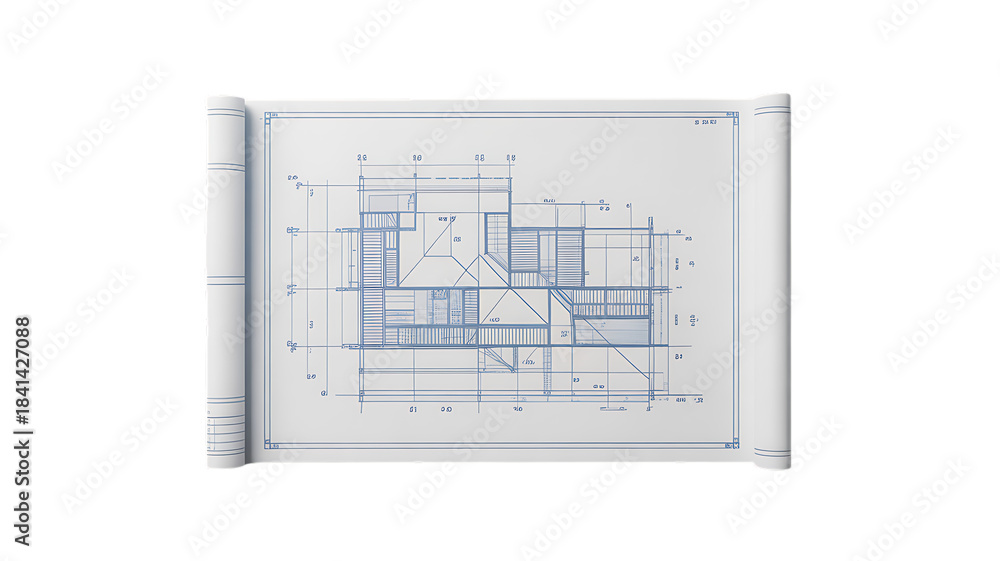 Fototapeta House concept on blueprint paper background design ideas inspiration