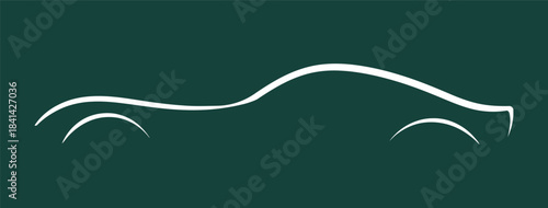 A minimalist depiction of a white car silhouette against a dark teal backdrop high-quality professional detailed modern elegant stylish clean crisp vibrant colorful digital creative