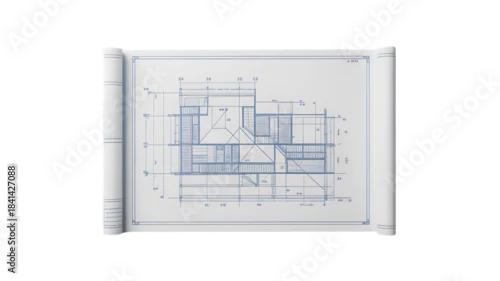 Fototapeta na wymiar House concept on blueprint paper background design ideas inspiration