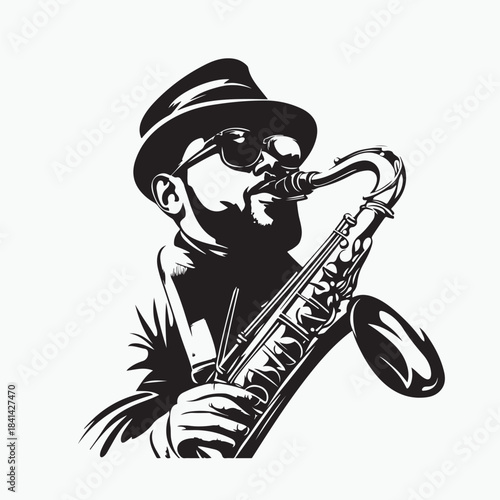 saxophone player with saxophone