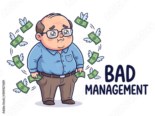 Man upset with money flying away due to bad management