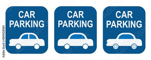 Car parking icon set. Public parking symbols and parking locations, vector illustration
