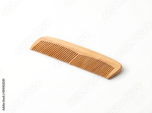 A simple wooden comb with fine teeth, perfect for grooming and styling hair with a natural touch