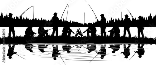 Fisherman Catching a Big Fish Silhouette