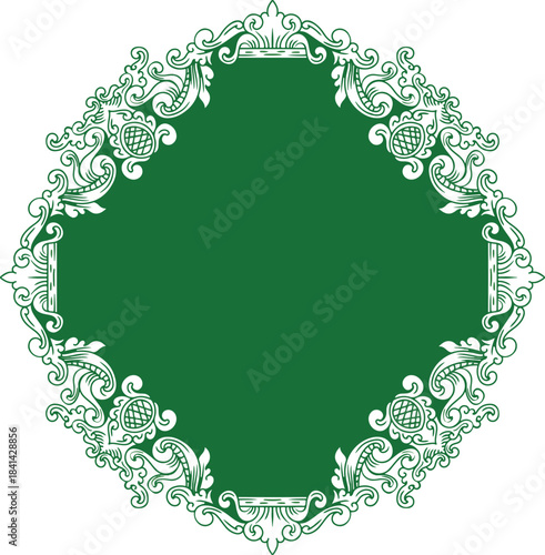 green vintage frame ornament design