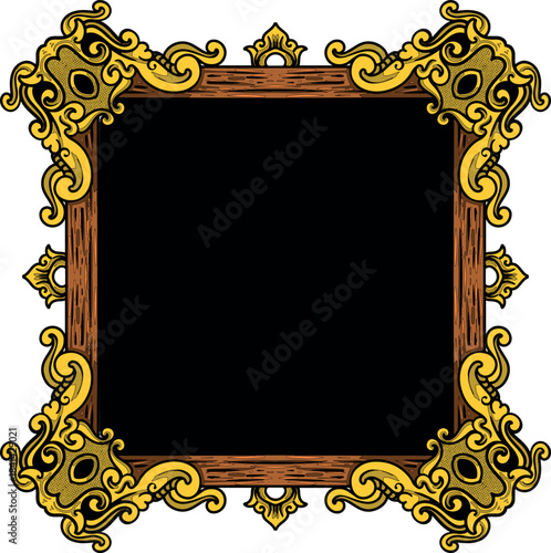 Classic style wooden frame ornament design with a touch of gold carving