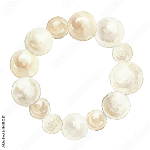 Watercolor-style pearl illustration／真珠