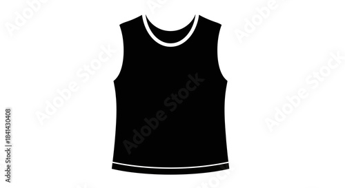 A simple black sleeveless t-shirt with white trim, perfect for casual wear or athletic activities