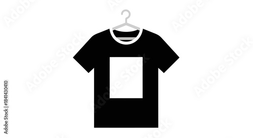 Black T-Shirt on a Clothes Hanger Isolated on a White Background - Simple Graphic Design Element