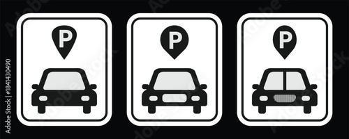 Parking sign icon set simple design.