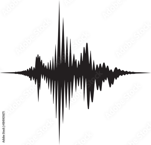 Vector audio waveform visualization on a dark background depicting sound frequency data for technology.