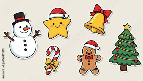 Set of Cute Hand-Drawn Christmas Holiday Elements