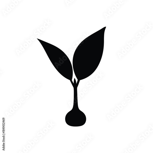 Human figure growing like a plant silhouette