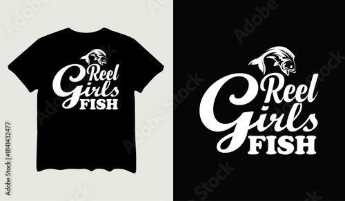 Reel girls fish t-shirt design for t-shirt quotes or poster svg printable cut file