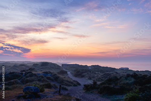 Fototapeta Naklejka Na Ścianę i Meble -  sunrise at foggy morning over the baltic sea in denmark