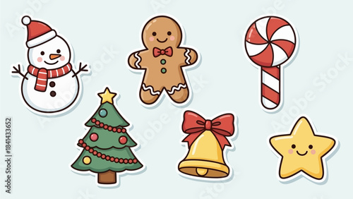 Set of Cute Hand-Drawn Christmas Holiday Elements