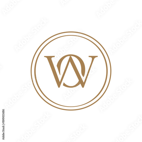 Letter WO or OW logo inside an elegant circle