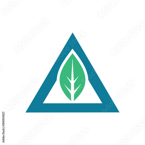 Leaf symbol logo inside a triangle