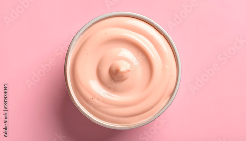 vodka pink sauce smooth orange-pink tone, creamy texture, top-down food presentation